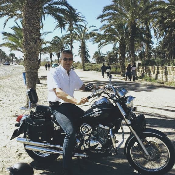 David Wright on a Harley Davidson