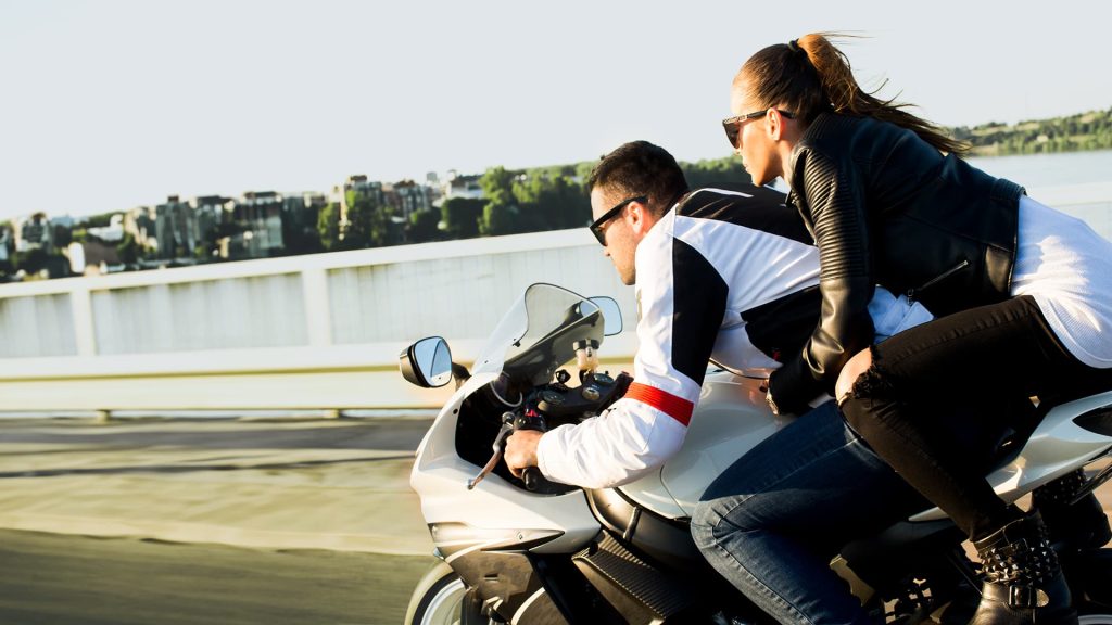 Couple enjoying their bike ride with Almeria Motorbike Tours